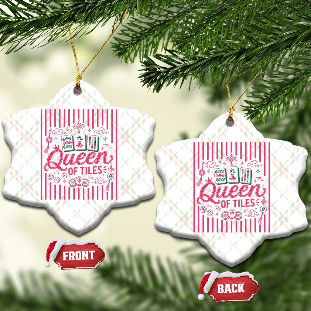 Queen Of Tiles Pink Mahjong Lover Game Night Graphic Ceramic Ornament TS10 Print Your Wear