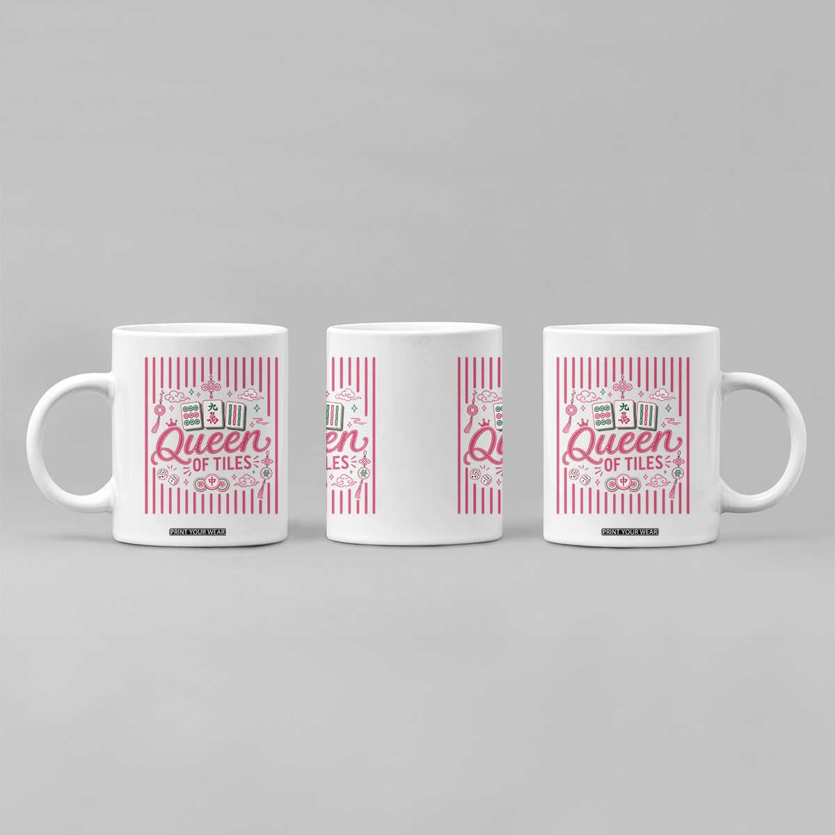 Queen Of Tiles Pink Mahjong Lover Game Night Graphic Coffee Mug TS10 Print Your Wear