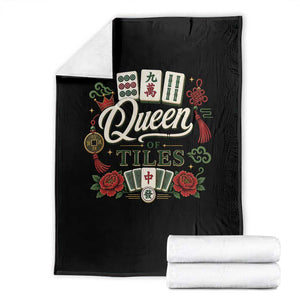 Mahjong Lovers Throw Blanket Queen Of Tiles Game Night Graphic TS10 Black Print Your Wear