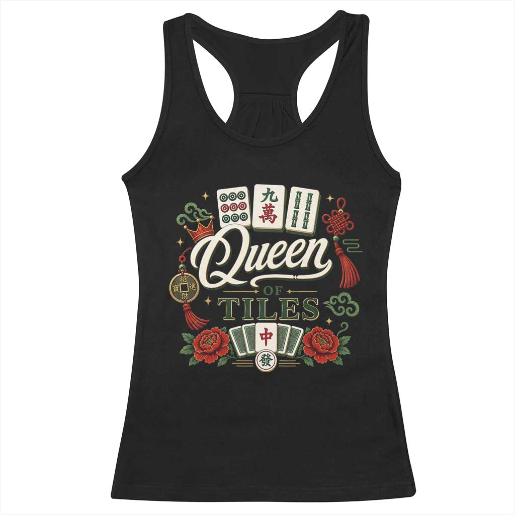 Mahjong Lovers Racerback Tank Top Queen Of Tiles Game Night Graphic TS10 Black Print Your Wear