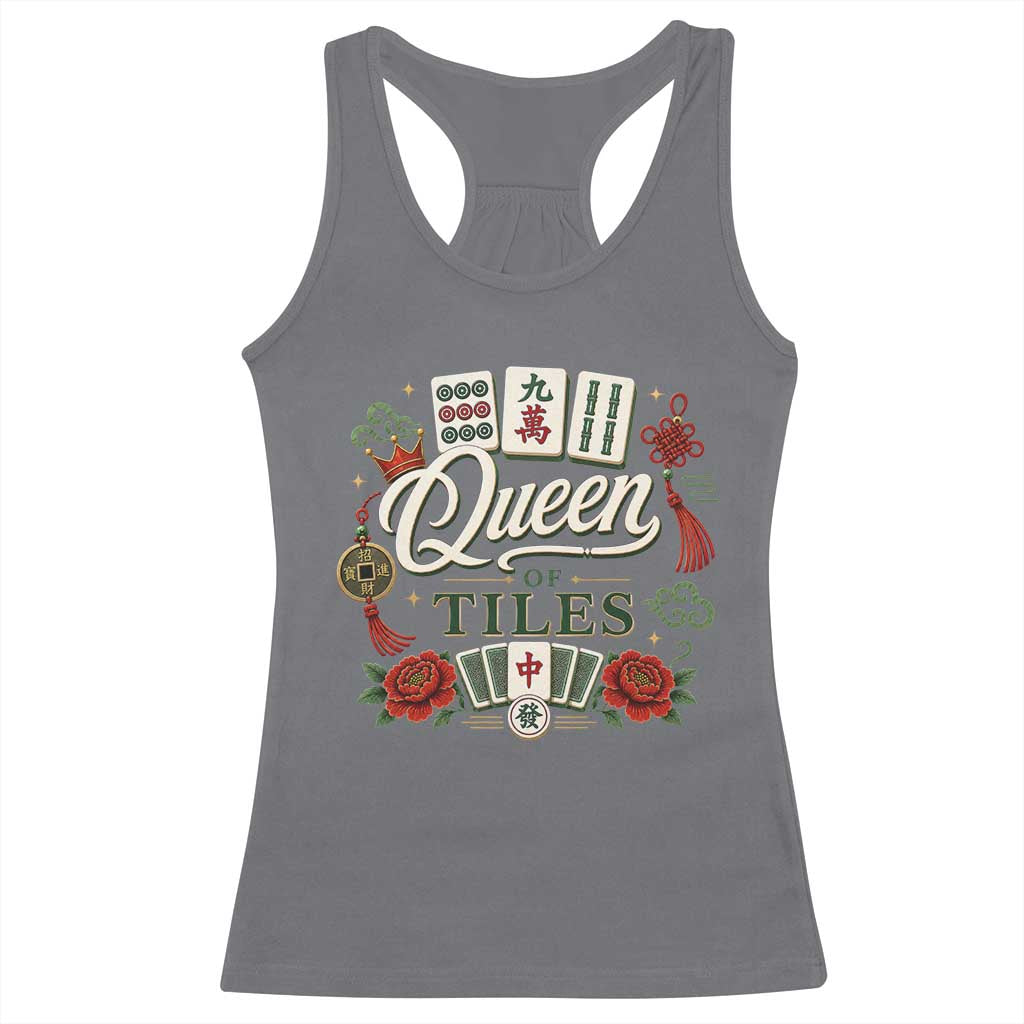 Mahjong Lovers Racerback Tank Top Queen Of Tiles Game Night Graphic TS10 Charcoal Print Your Wear