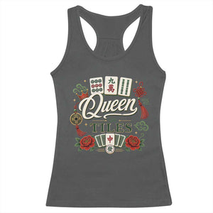 Mahjong Lovers Racerback Tank Top Queen Of Tiles Game Night Graphic TS10 Dark Heather Print Your Wear