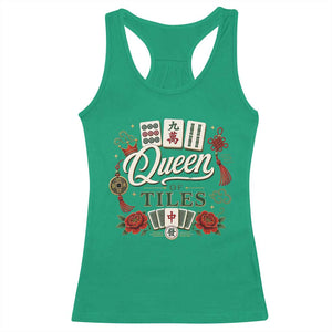 Mahjong Lovers Racerback Tank Top Queen Of Tiles Game Night Graphic TS10 Irish Green Print Your Wear