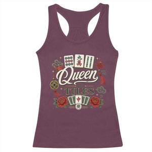 Mahjong Lovers Racerback Tank Top Queen Of Tiles Game Night Graphic TS10 Maroon Print Your Wear