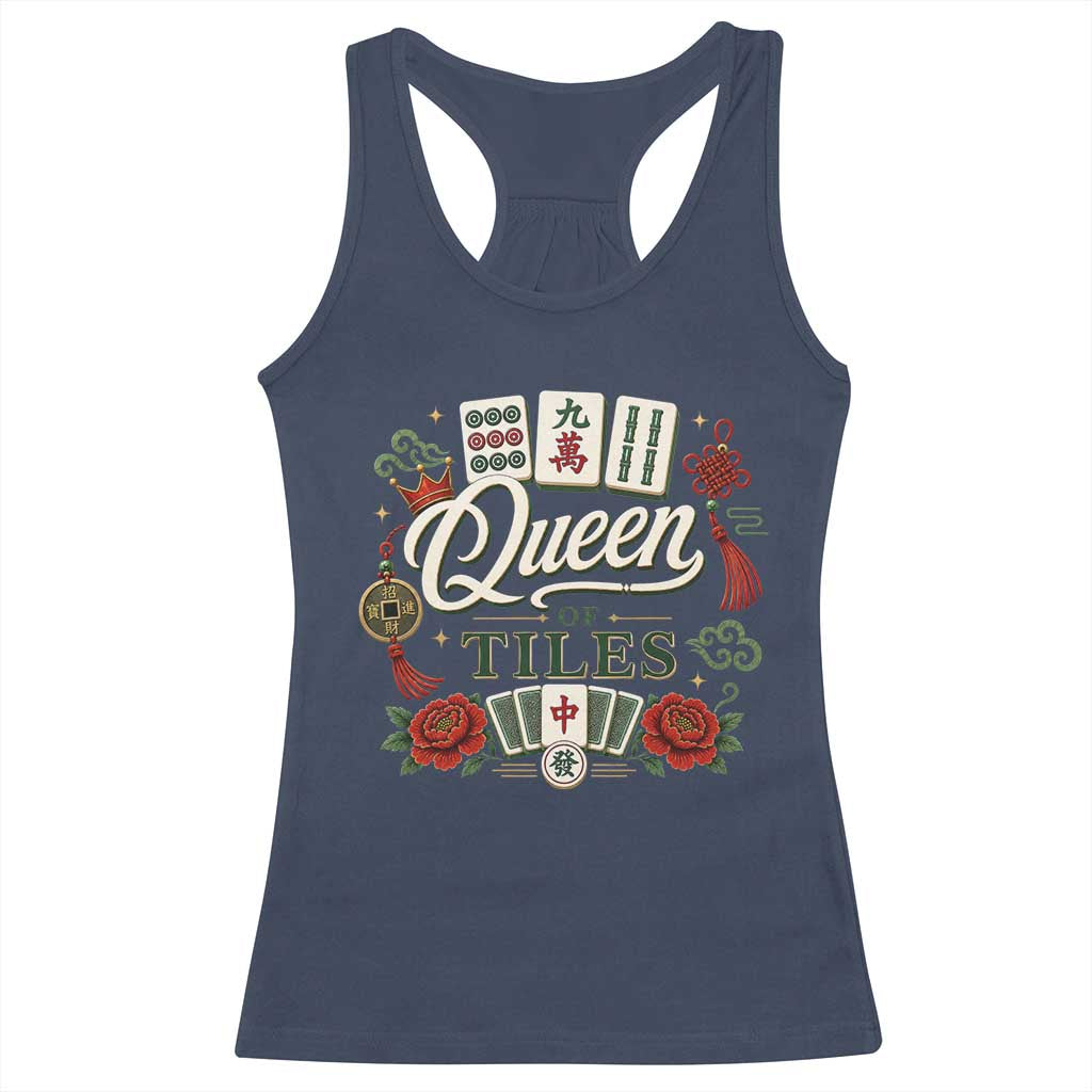 Mahjong Lovers Racerback Tank Top Queen Of Tiles Game Night Graphic TS10 Navy Print Your Wear