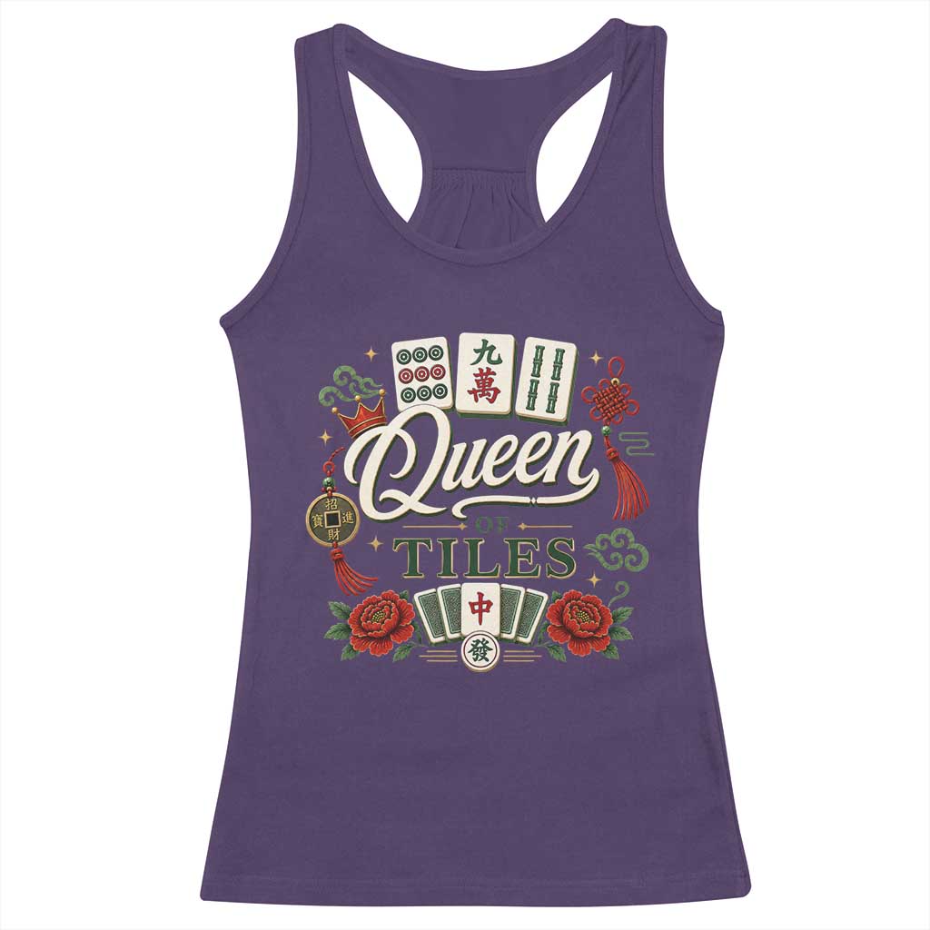 Mahjong Lovers Racerback Tank Top Queen Of Tiles Game Night Graphic TS10 Purple Print Your Wear