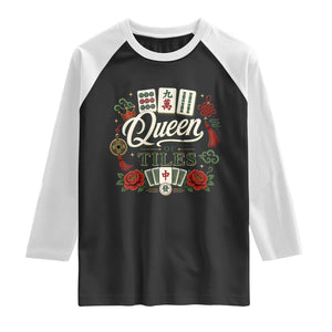 Mahjong Lovers Raglan Shirt Queen Of Tiles Game Night Graphic TS10 Black White Print Your Wear