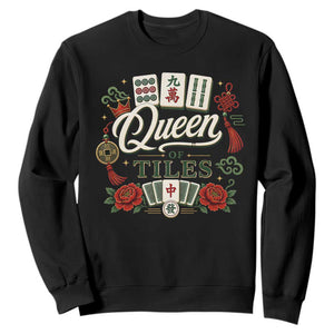 Mahjong Lovers Sweatshirt Queen Of Tiles Game Night Graphic TS10 Black Print Your Wear