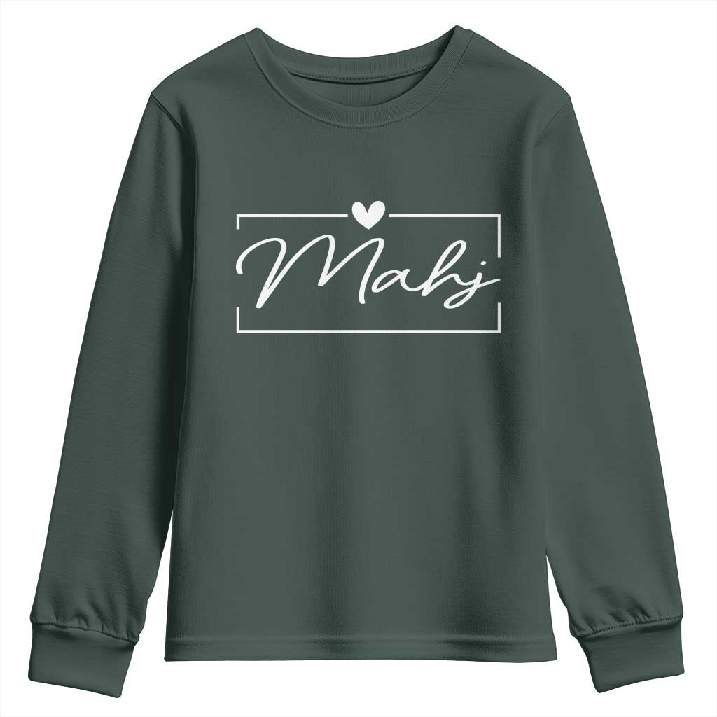 Mahjong Lovers Youth Sweatshirt Mah Jongg Game Night Graphic TS10 Dark Forest Green Print Your Wear