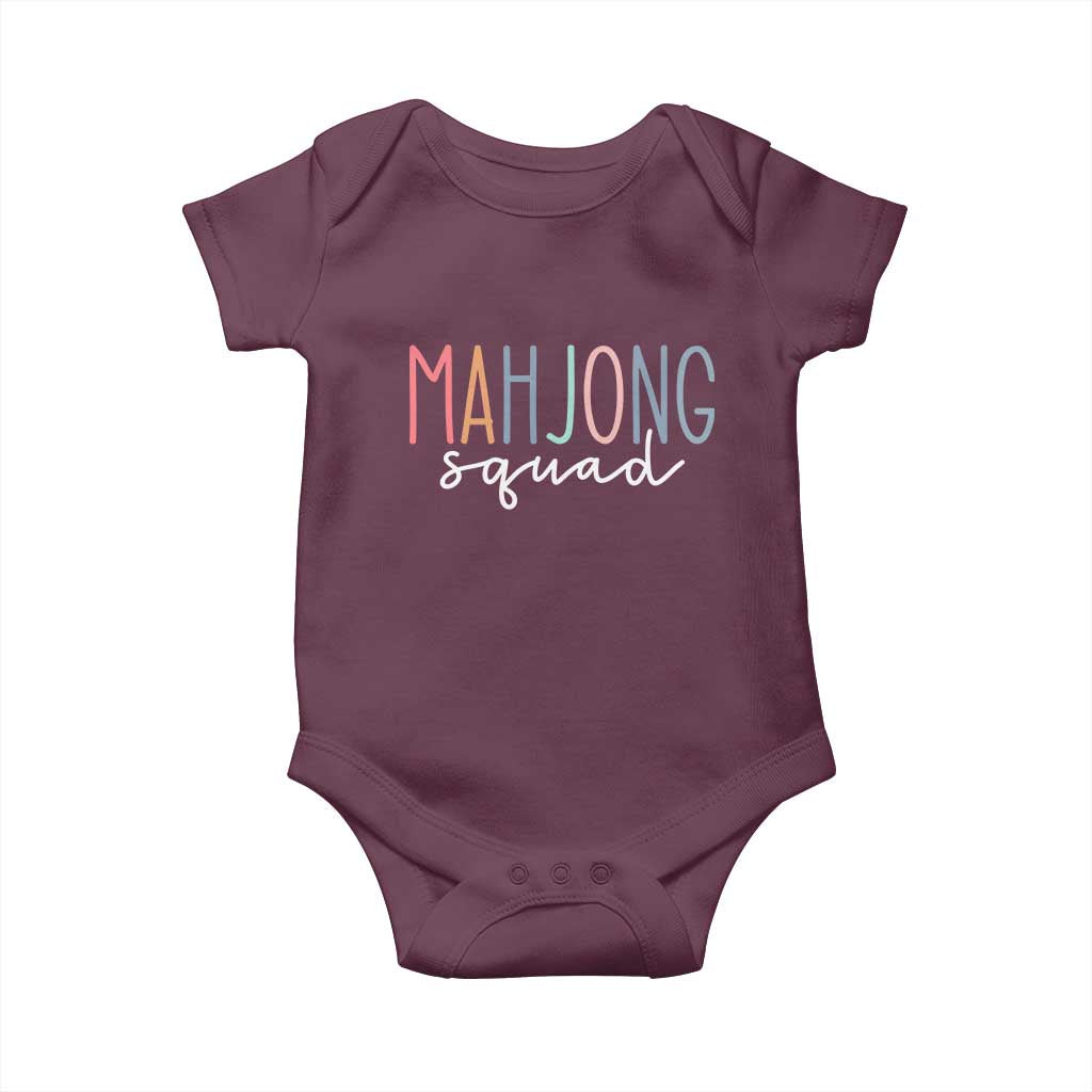 Mahjong Lovers Mahj Squad Baby Onesie Boho Pastel Cute Game Night Graphic TS10 Maroon Print Your Wear