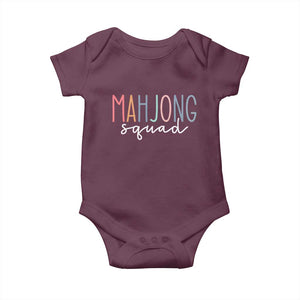 Mahjong Lovers Mahj Squad Baby Onesie Boho Pastel Cute Game Night Graphic TS10 Maroon Print Your Wear