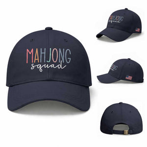 Mahjong Lovers Mahj Squad Baseball Cap Boho Pastel Cute Game Night Graphic TS10 Baseball Cap Universal Fit Navy Print Your Wear