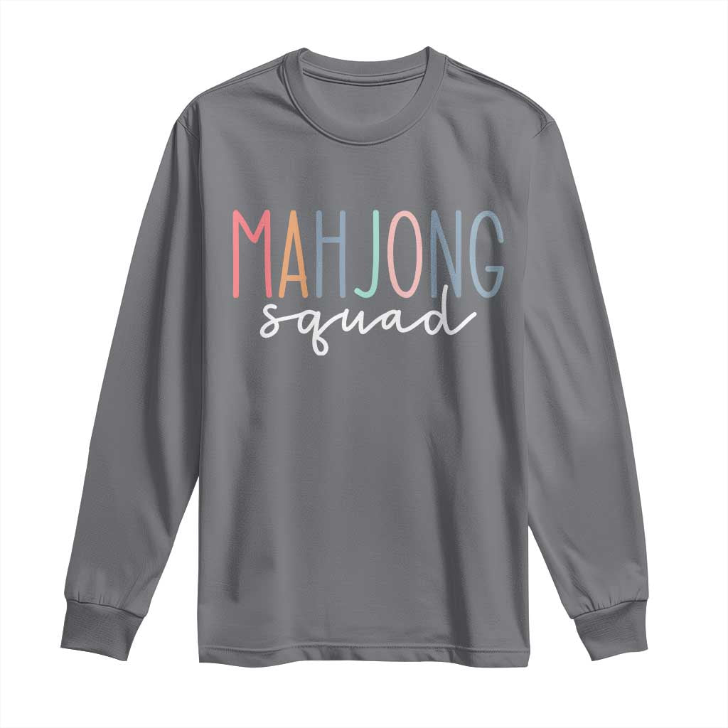 Mahjong Lovers Mahj Squad Long Sleeve Shirt Boho Pastel Cute Game Night Graphic TS10 Charcoal Print Your Wear
