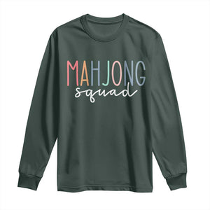 Mahjong Lovers Mahj Squad Long Sleeve Shirt Boho Pastel Cute Game Night Graphic TS10 Dark Forest Green Print Your Wear