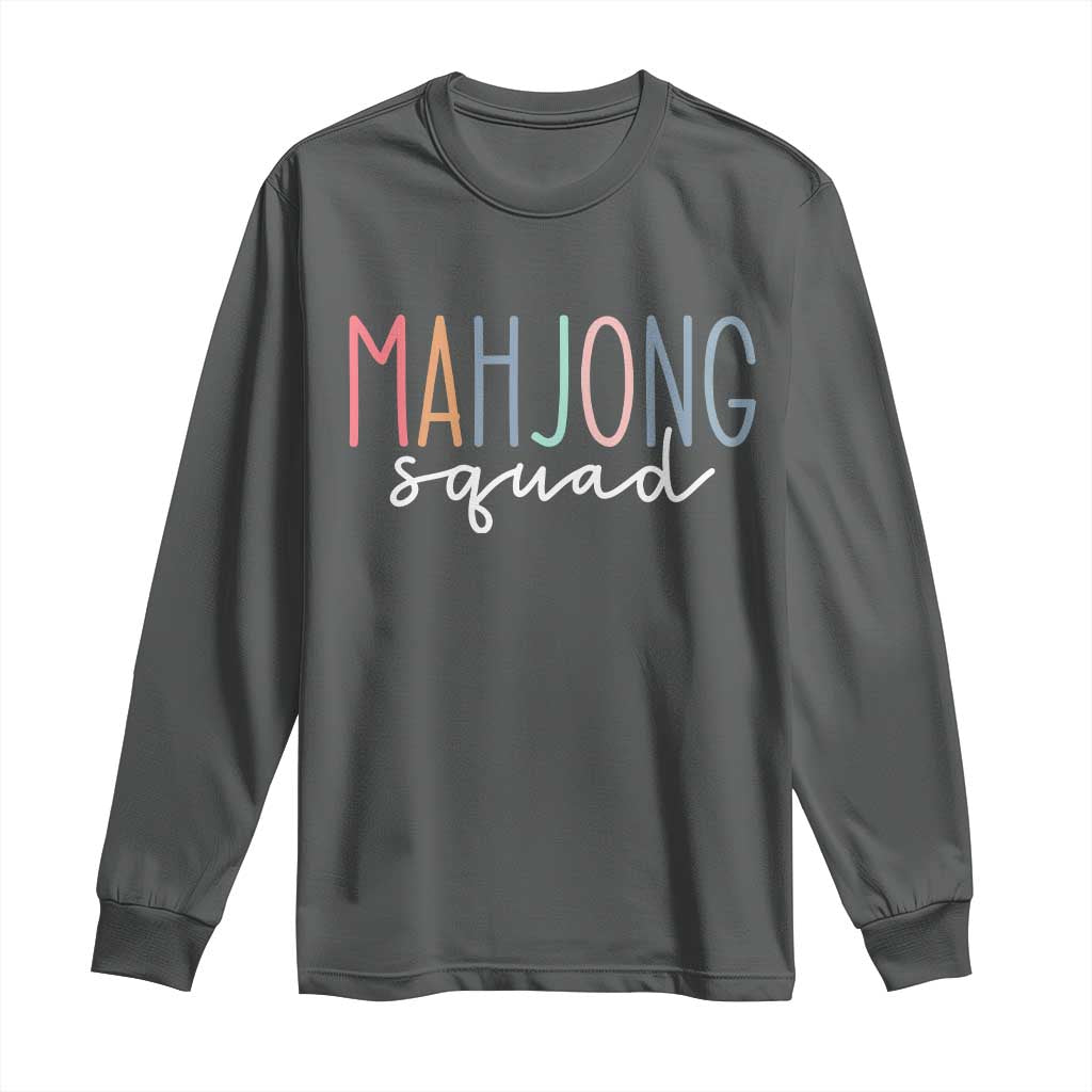Mahjong Lovers Mahj Squad Long Sleeve Shirt Boho Pastel Cute Game Night Graphic TS10 Dark Heather Print Your Wear