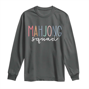 Mahjong Lovers Mahj Squad Long Sleeve Shirt Boho Pastel Cute Game Night Graphic TS10 Dark Heather Print Your Wear