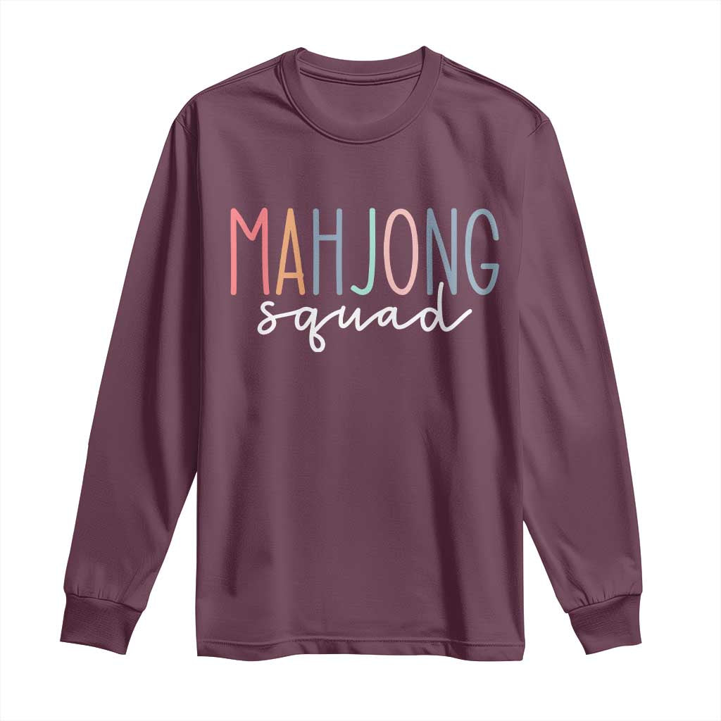 Mahjong Lovers Mahj Squad Long Sleeve Shirt Boho Pastel Cute Game Night Graphic TS10 Maroon Print Your Wear