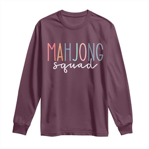 Mahjong Lovers Mahj Squad Long Sleeve Shirt Boho Pastel Cute Game Night Graphic TS10 Maroon Print Your Wear