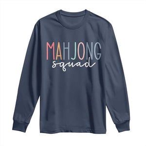 Mahjong Lovers Mahj Squad Long Sleeve Shirt Boho Pastel Cute Game Night Graphic TS10 Navy Print Your Wear