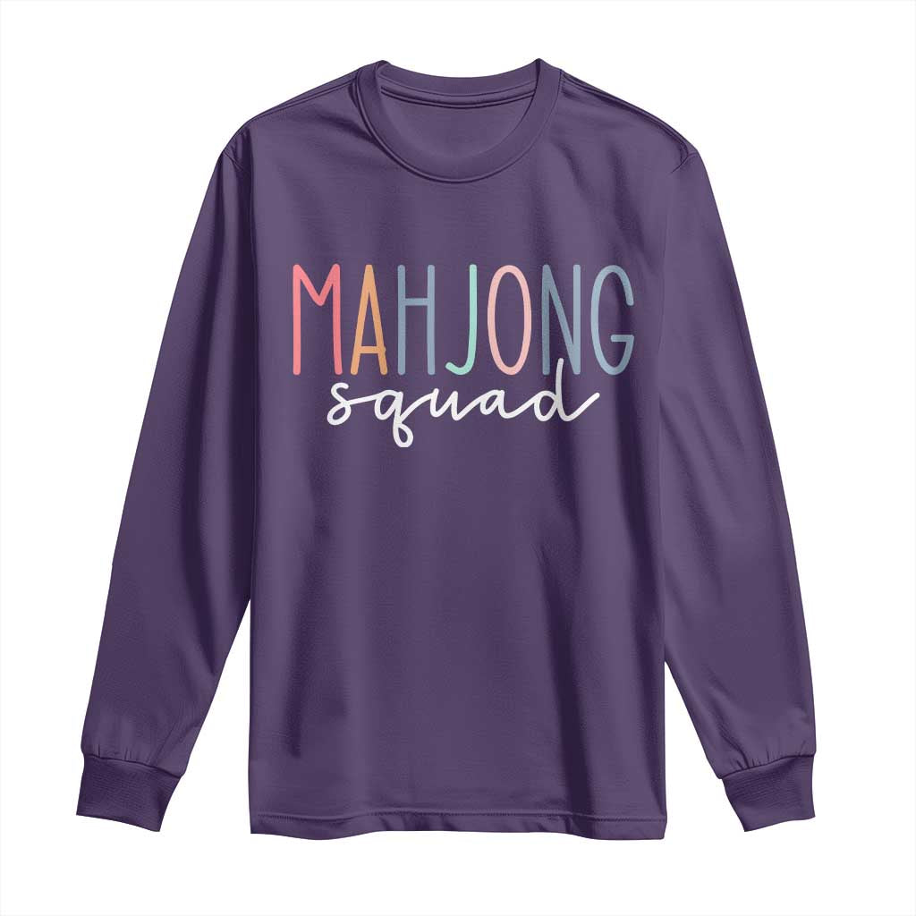 Mahjong Lovers Mahj Squad Long Sleeve Shirt Boho Pastel Cute Game Night Graphic TS10 Purple Print Your Wear
