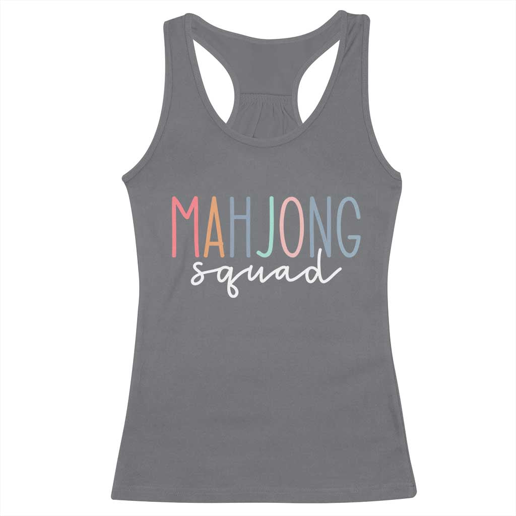 Mahjong Lovers Mahj Squad Racerback Tank Top Boho Pastel Cute Game Night Graphic TS10 Charcoal Print Your Wear