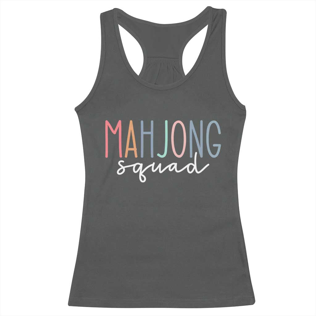 Mahjong Lovers Mahj Squad Racerback Tank Top Boho Pastel Cute Game Night Graphic TS10 Dark Heather Print Your Wear