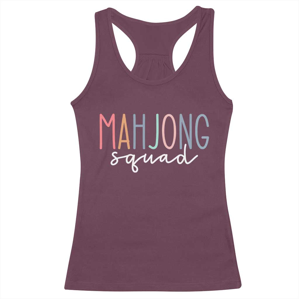Mahjong Lovers Mahj Squad Racerback Tank Top Boho Pastel Cute Game Night Graphic TS10 Maroon Print Your Wear
