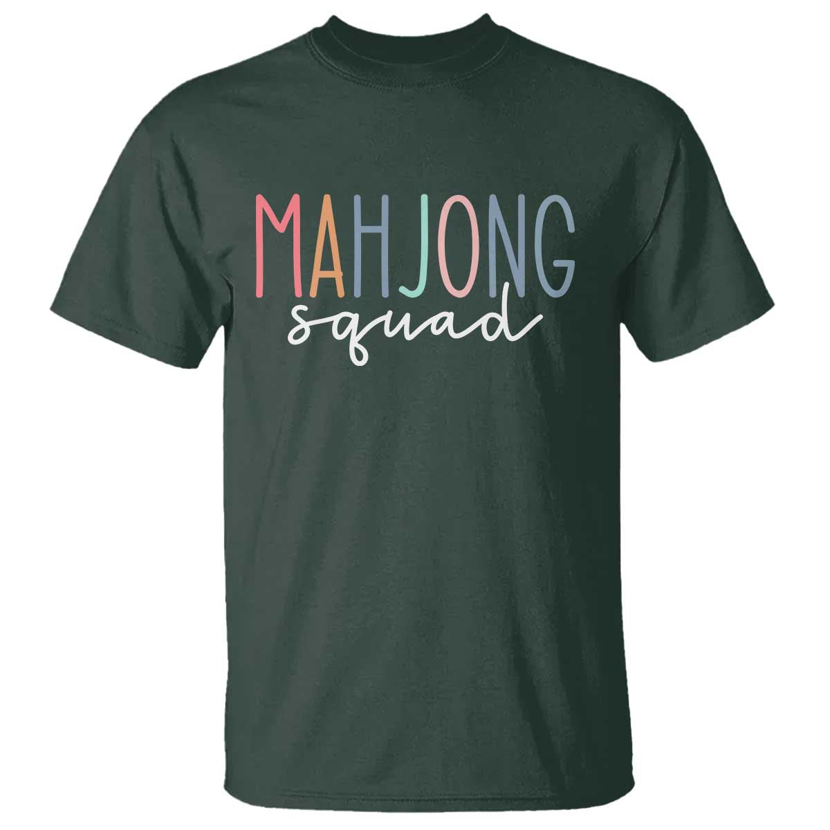Mahjong Lovers Mahj Squad T Shirt Boho Pastel Cute Game Night Graphic TS10 Dark Forest Green Print Your Wear