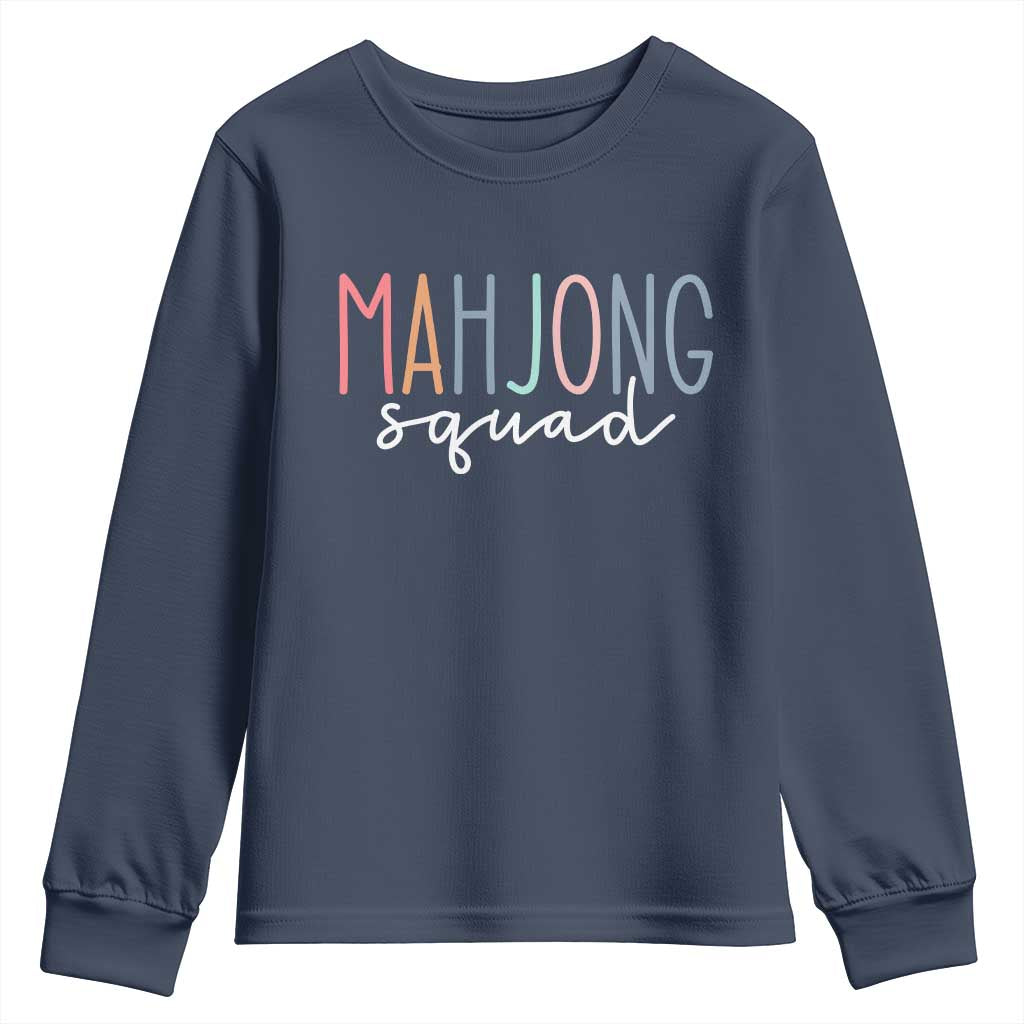 Mahjong Lovers Mahj Squad Youth Sweatshirt Boho Pastel Cute Game Night Graphic TS10 Navy Print Your Wear