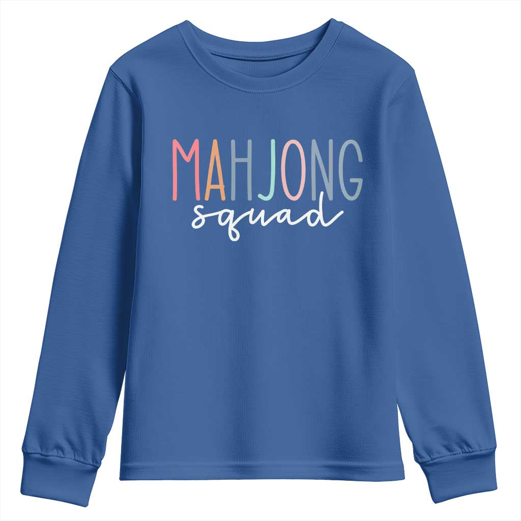 Mahjong Lovers Mahj Squad Youth Sweatshirt Boho Pastel Cute Game Night Graphic TS10 Royal Blue Print Your Wear
