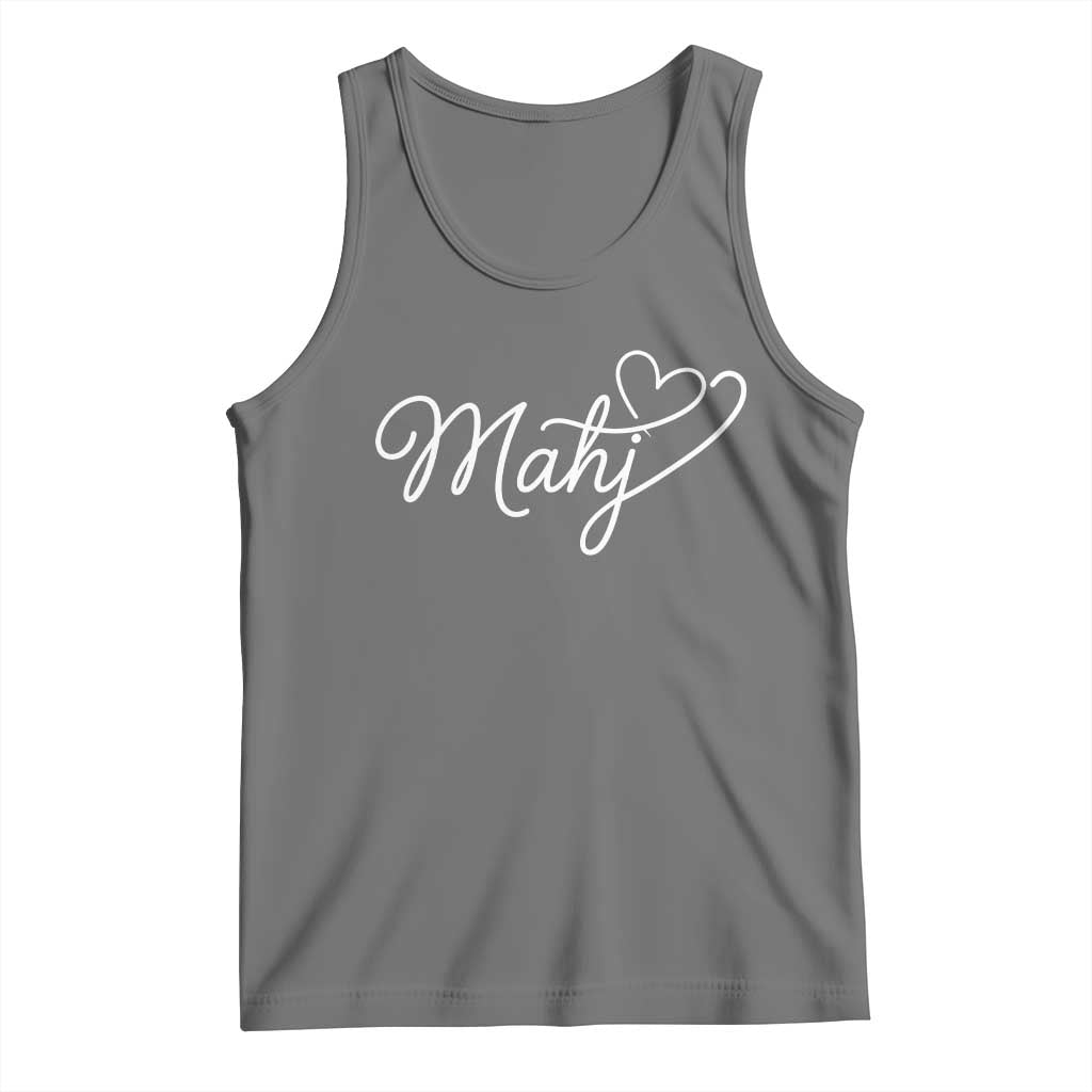 Mahjong Lovers Tank Top Funny Mah Jongg Heart Game Night Graphic TS10 Black Heather Print Your Wear