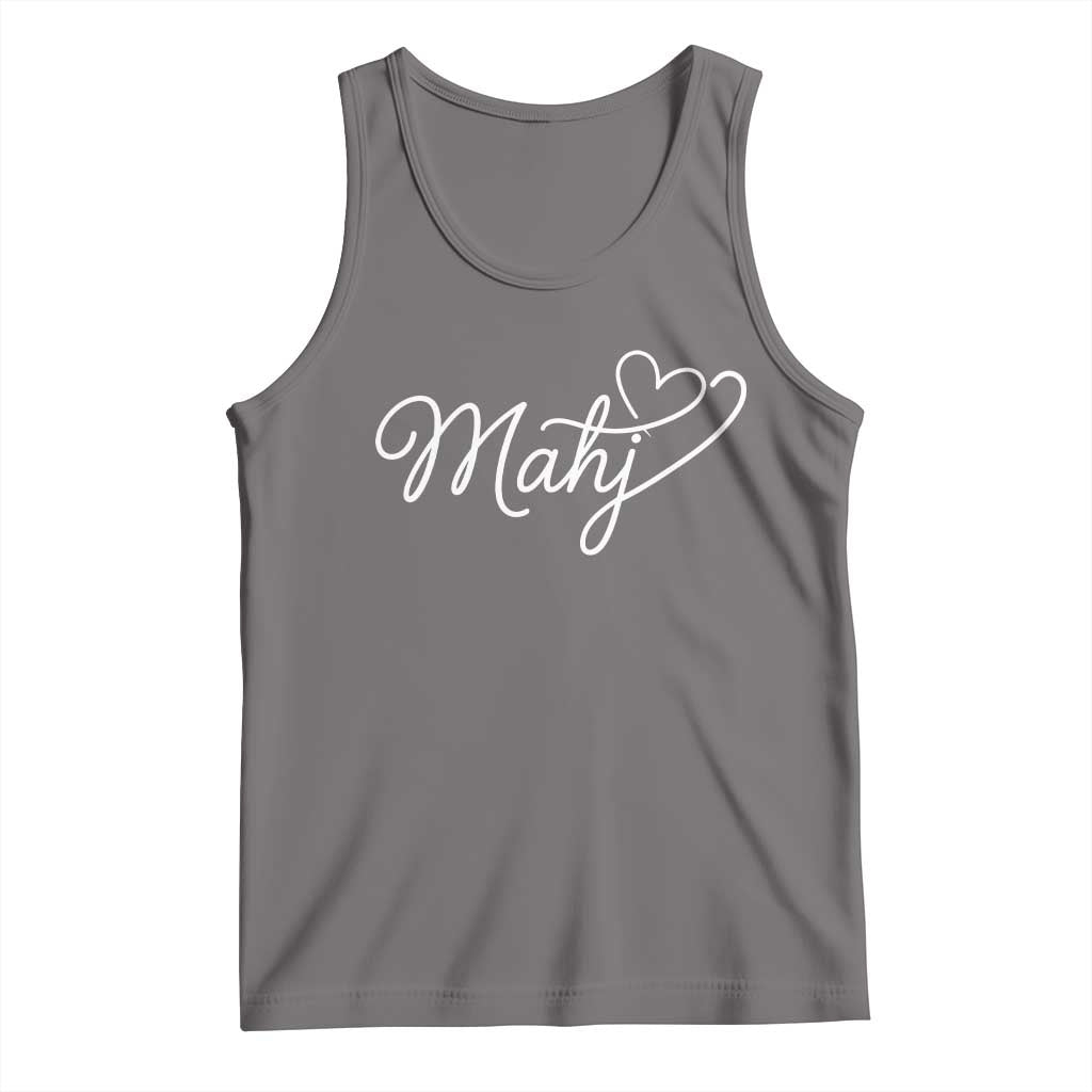 Mahjong Lovers Tank Top Funny Mah Jongg Heart Game Night Graphic TS10 Deep Heather Print Your Wear