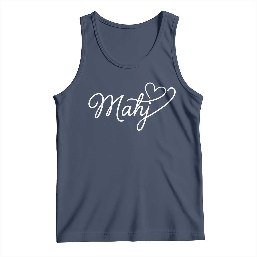 Mahjong Lovers Tank Top Funny Mah Jongg Heart Game Night Graphic TS10 Navy Print Your Wear