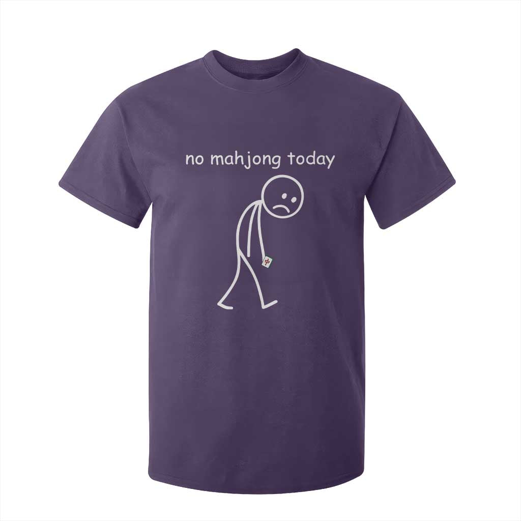 Funny Mahjong Lover T Shirt For Kid No Mahjong Today Sad Stickman Meme Graphic TS10 Purple Print Your Wear