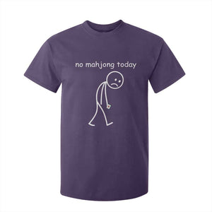 Funny Mahjong Lover T Shirt For Kid No Mahjong Today Sad Stickman Meme Graphic TS10 Purple Print Your Wear