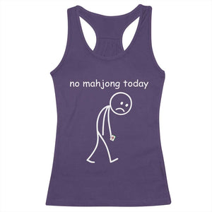 Funny Mahjong Lover Racerback Tank Top No Mahjong Today Sad Stickman Meme Graphic TS10 Purple Print Your Wear