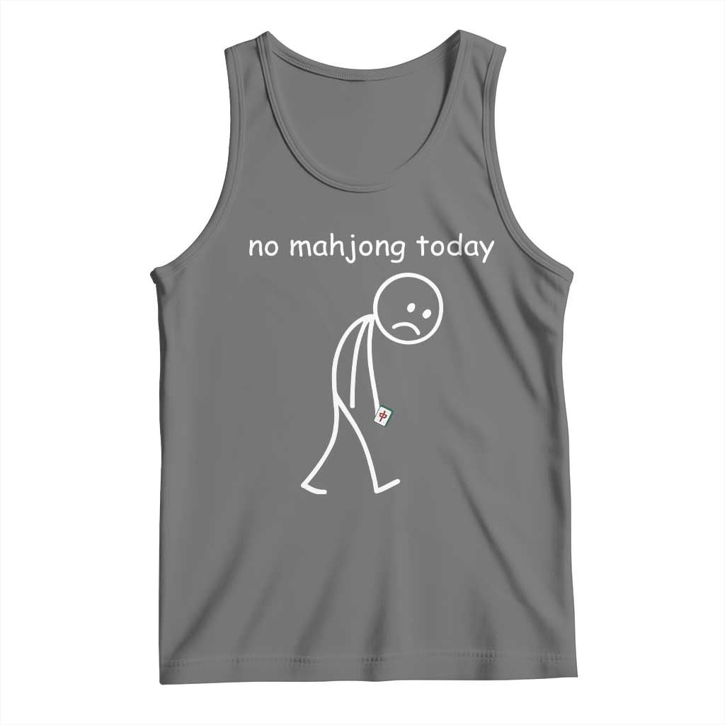 Funny Mahjong Lover Tank Top No Mahjong Today Sad Stickman Meme Graphic TS10 Black Heather Print Your Wear