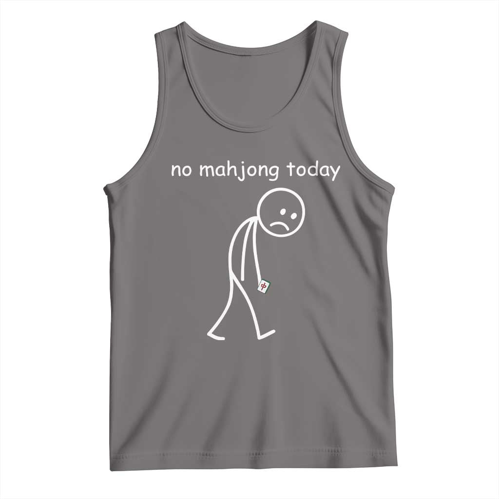 Funny Mahjong Lover Tank Top No Mahjong Today Sad Stickman Meme Graphic TS10 Deep Heather Print Your Wear