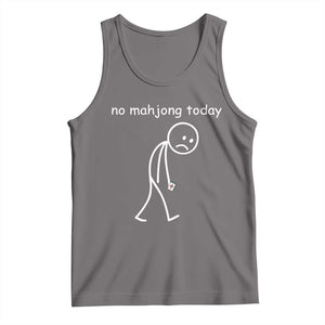 Funny Mahjong Lover Tank Top No Mahjong Today Sad Stickman Meme Graphic TS10 Deep Heather Print Your Wear