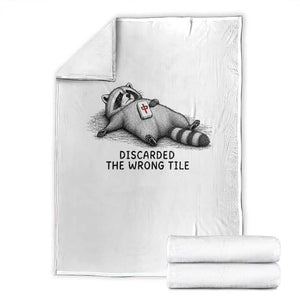 Funny Raccoon Mahjong Lovers Throw Blanket Discarded The Wrong Tile TS10 White Print Your Wear