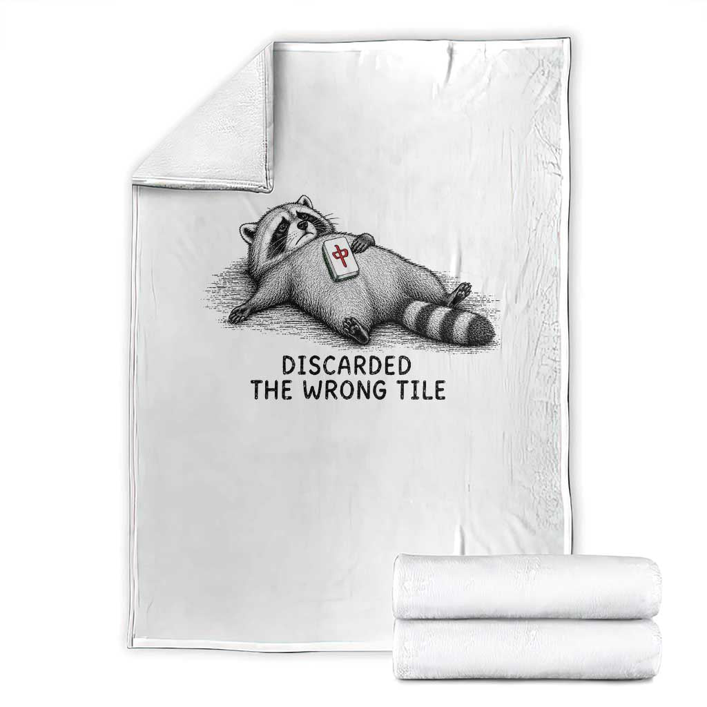 Funny Raccoon Mahjong Lovers Throw Blanket Discarded The Wrong Tile TS10 White Print Your Wear