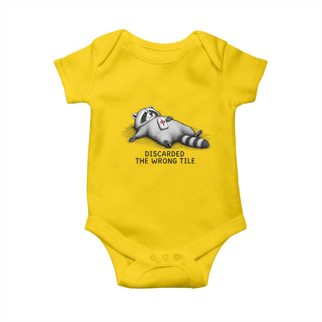 Funny Raccoon Mahjong Lovers Baby Onesie Discarded The Wrong Tile TS10 Daisy Print Your Wear