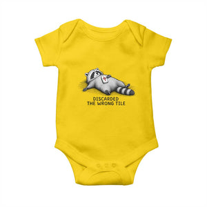 Funny Raccoon Mahjong Lovers Baby Onesie Discarded The Wrong Tile TS10 Daisy Print Your Wear