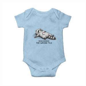 Funny Raccoon Mahjong Lovers Baby Onesie Discarded The Wrong Tile TS10 Light Blue Print Your Wear