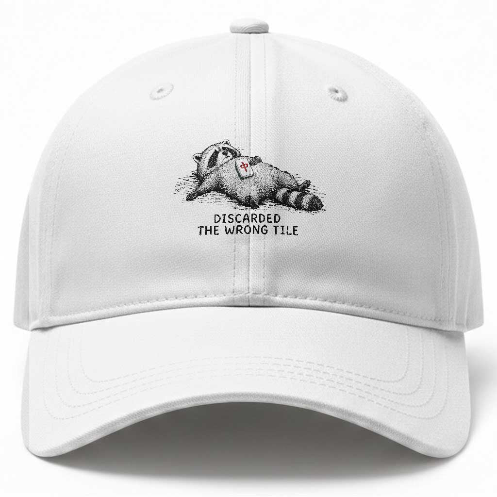 Funny Raccoon Mahjong Lovers Baseball Cap Discarded The Wrong Tile TS10 Print Your Wear