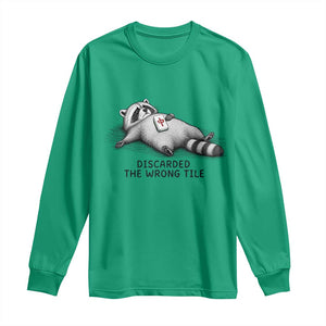 Funny Raccoon Mahjong Lovers Long Sleeve Shirt Discarded The Wrong Tile TS10 Irish Green Print Your Wear