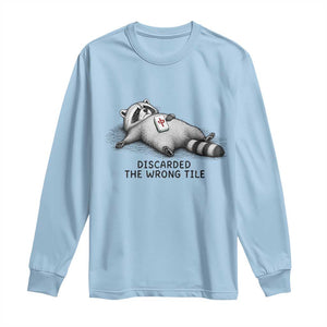 Funny Raccoon Mahjong Lovers Long Sleeve Shirt Discarded The Wrong Tile TS10 Light Blue Print Your Wear
