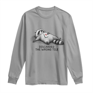 Funny Raccoon Mahjong Lovers Long Sleeve Shirt Discarded The Wrong Tile TS10 Sport Gray Print Your Wear
