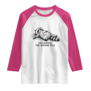 Funny Raccoon Mahjong Lovers Raglan Shirt Discarded The Wrong Tile TS10 White Heliconia Print Your Wear
