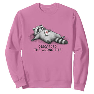 Funny Raccoon Mahjong Lovers Sweatshirt Discarded The Wrong Tile TS10 Azalea Print Your Wear
